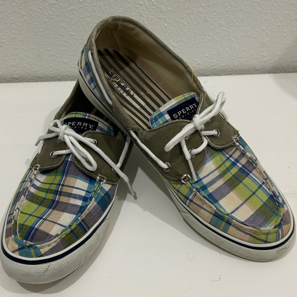 Sperry Top-Sider Bahama patchwork plaid boat shoes |Size 10M